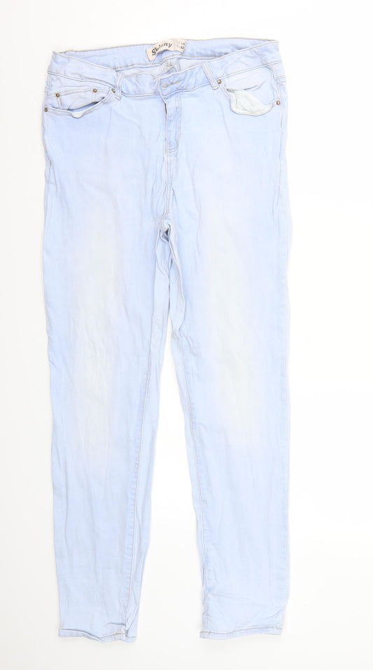 Womens UK Size 14 Preworn Regular Fit Skinny Blue Jeans
