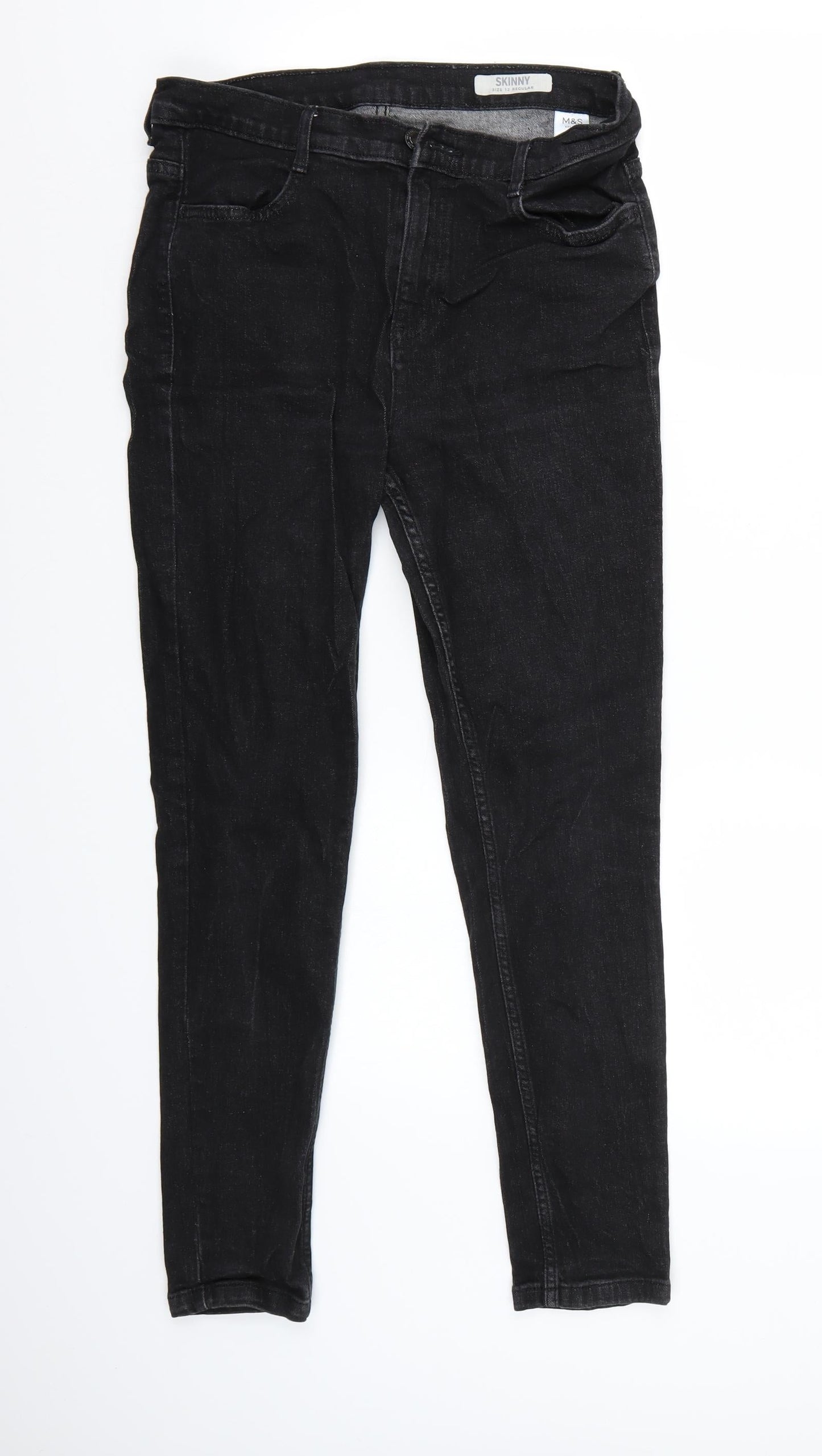 Womens UK Size 12 Marks and Spencer Regular Fit Skinny Black Jeans