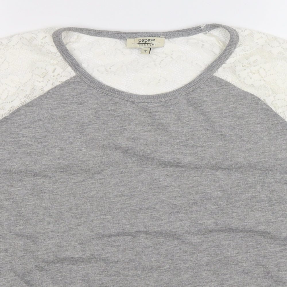 Papaya Womens Grey   Pullover Sweatshirt Size 12