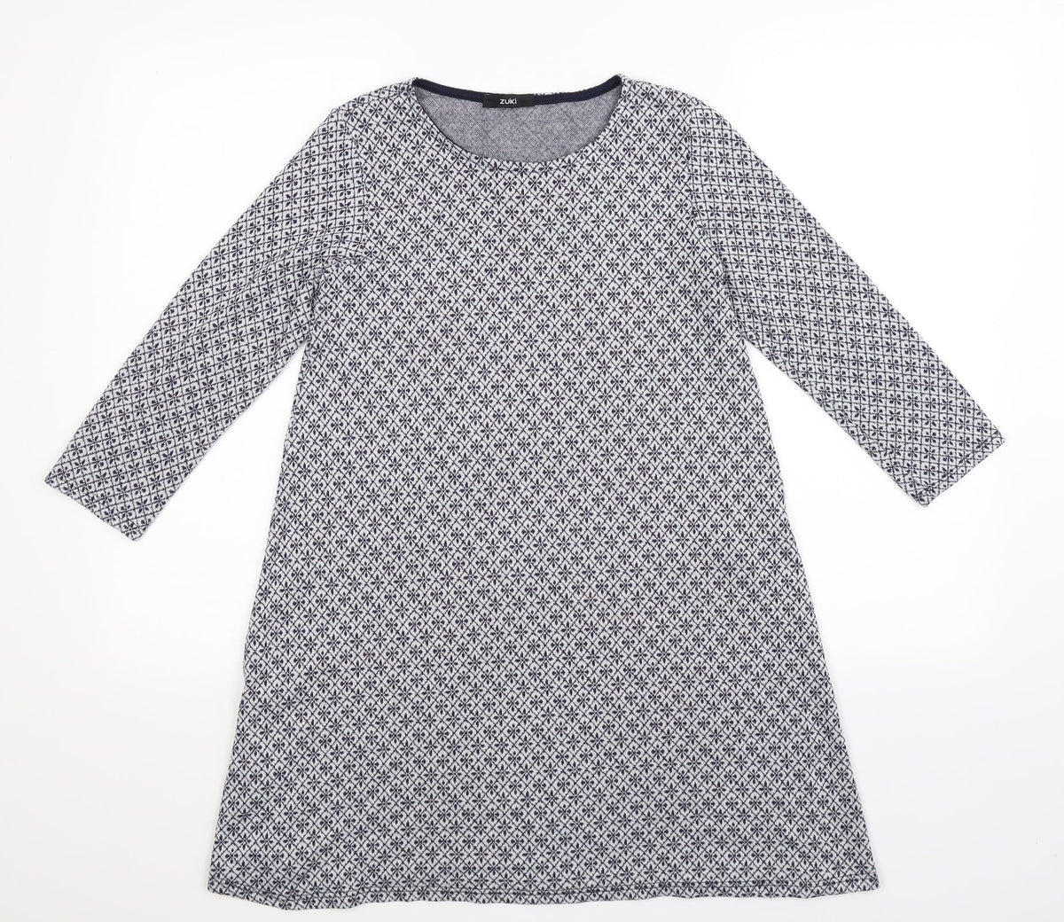 Zuiki Womens Blue Geometric  Pullover Jumper Size S