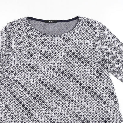 Zuiki Womens Blue Geometric  Pullover Jumper Size S