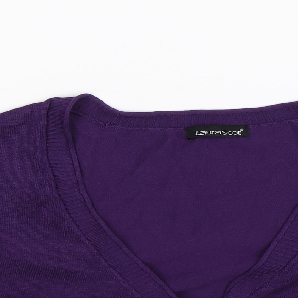 Laura Scott Womens Purple  Knit Cardigan Jumper Size M