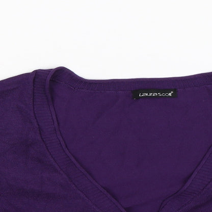 Laura Scott Womens Purple  Knit Cardigan Jumper Size M
