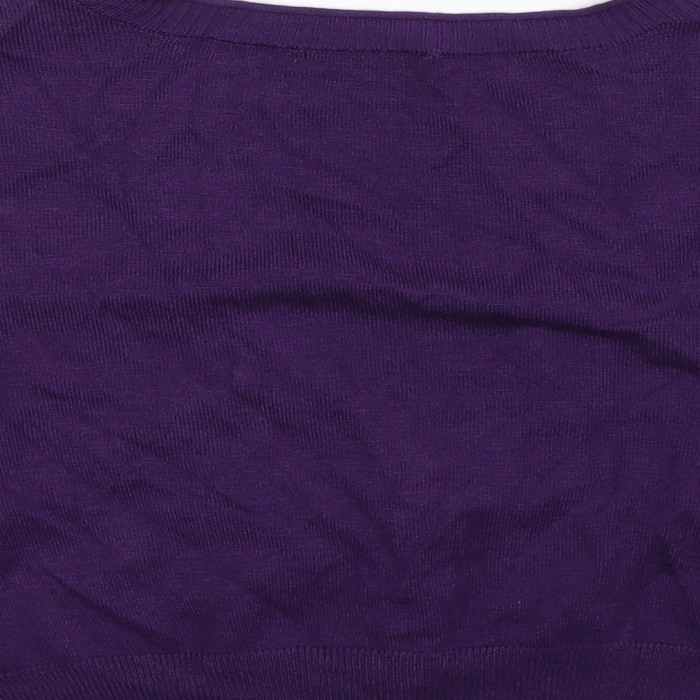 Laura Scott Womens Purple  Knit Cardigan Jumper Size M