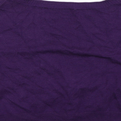 Laura Scott Womens Purple  Knit Cardigan Jumper Size M