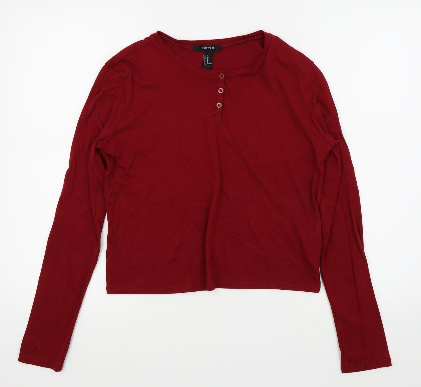 FOREVER 21 Womens Red   Basic Button-Up Size 6