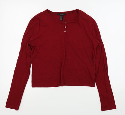 FOREVER 21 Womens Red   Basic Button-Up Size 6