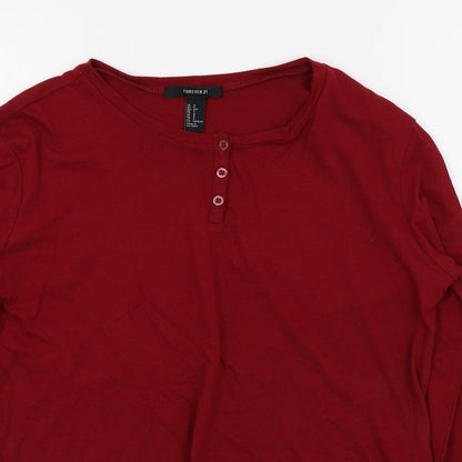 FOREVER 21 Womens Red   Basic Button-Up Size 6