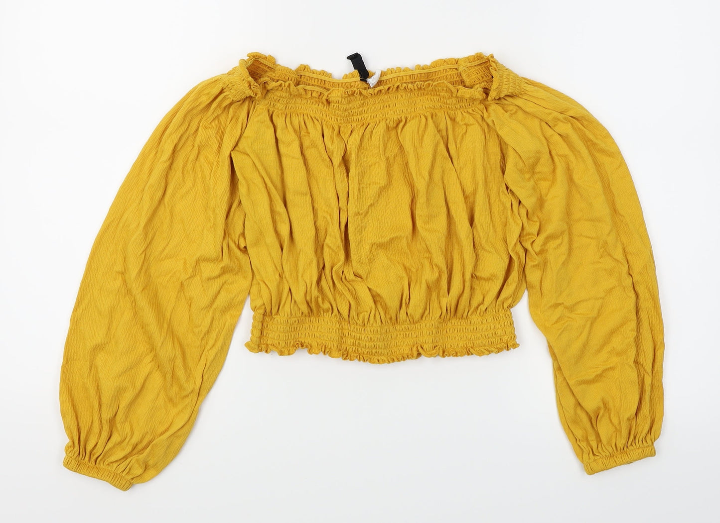 Divided Womens Yellow   Cropped T-Shirt Size L