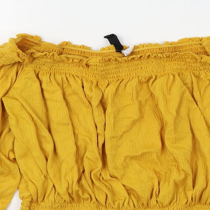 Divided Womens Yellow   Cropped T-Shirt Size L