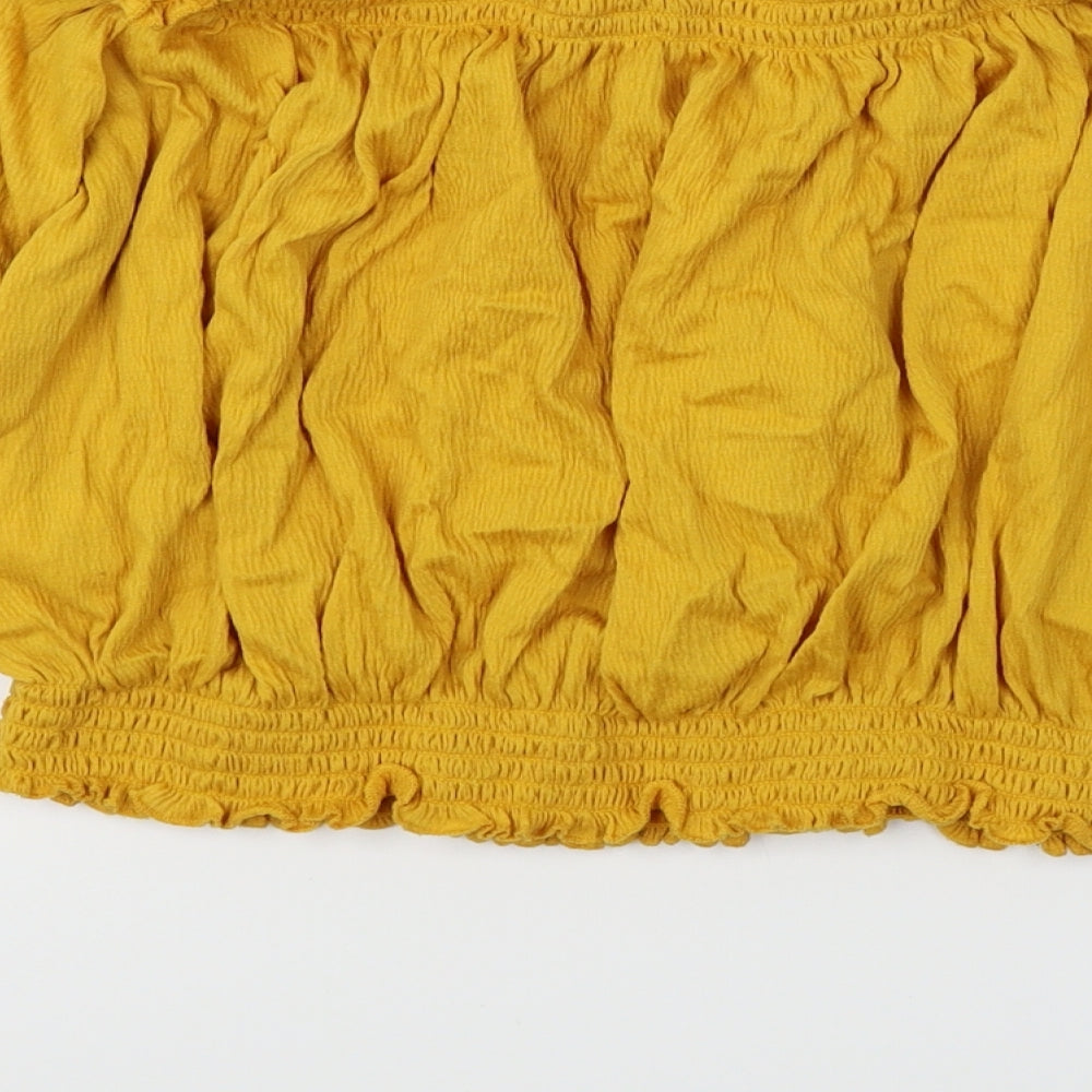 Divided Womens Yellow   Cropped T-Shirt Size L