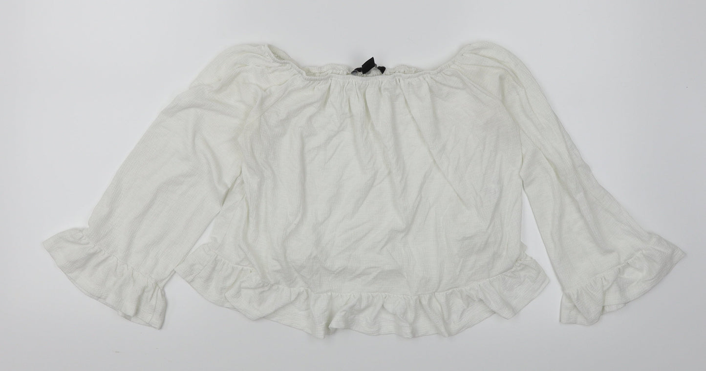 Atmosphere Womens White   Cropped Blouse Size 4