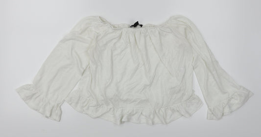 Atmosphere Womens White   Cropped Blouse Size 4
