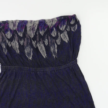 Ecote Womens Blue   Basic T-Shirt Size M  - Feather pattern