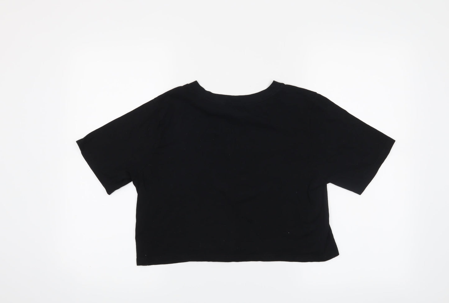 Womens UK Size M Cooperative Black Cropped T-Shirt