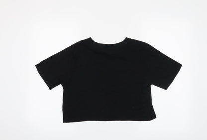 Womens UK Size M Cooperative Black Cropped T-Shirt