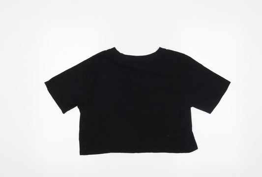 Womens UK Size M Cooperative Black Cropped T-Shirt