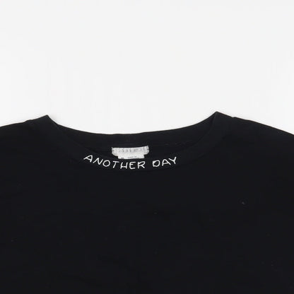 Womens UK Size M Cooperative Black Cropped T-Shirt