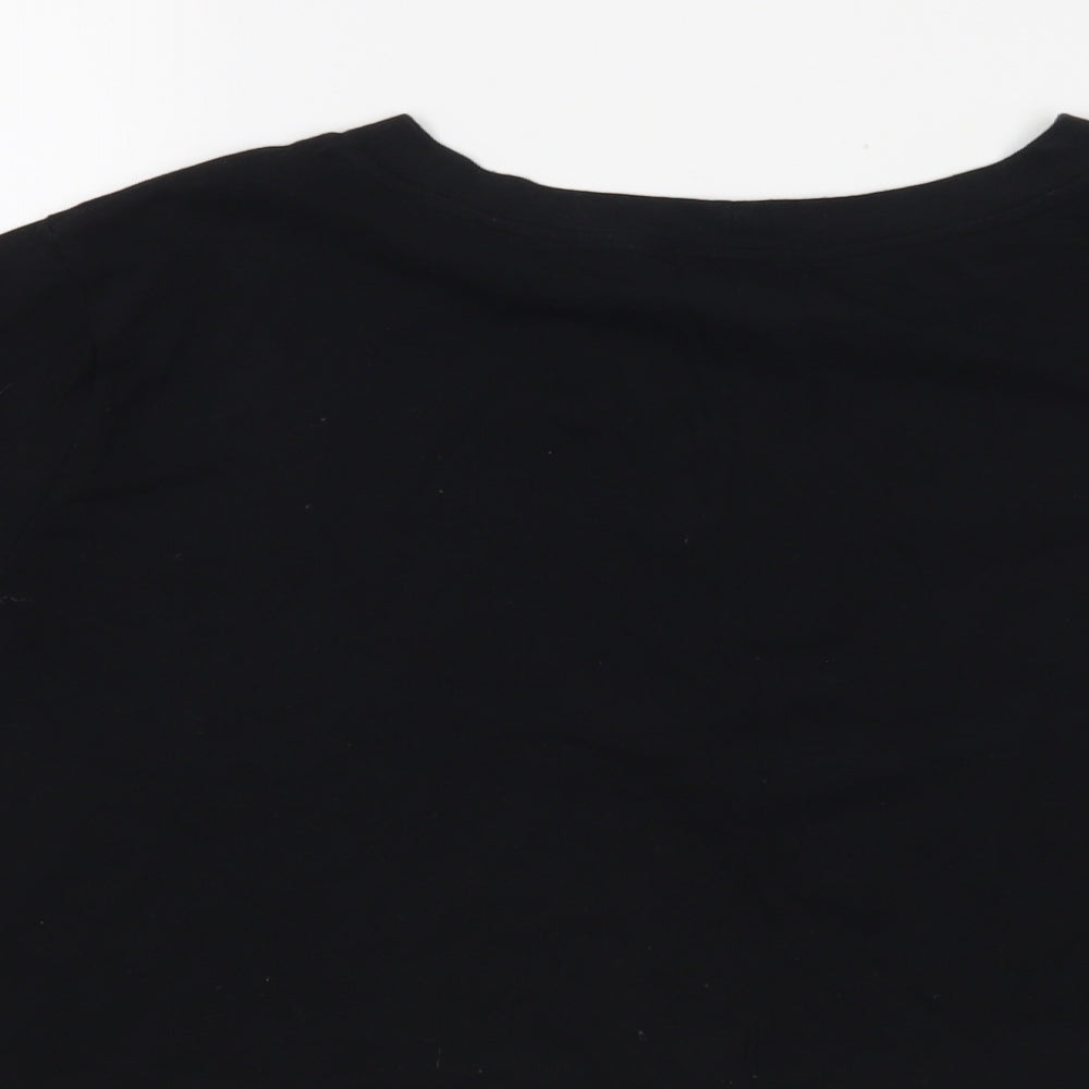 Womens UK Size M Cooperative Black Cropped T-Shirt
