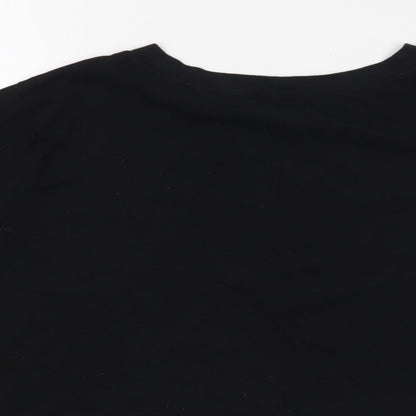 Womens UK Size M Cooperative Black Cropped T-Shirt