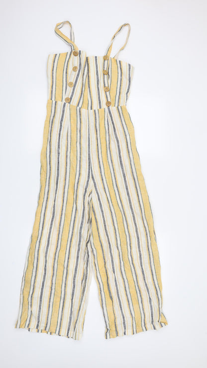 FOREVER 21 Womens Yellow Striped  Jumpsuit One-Piece Size S