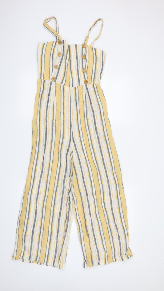 FOREVER 21 Womens Yellow Striped  Jumpsuit One-Piece Size S