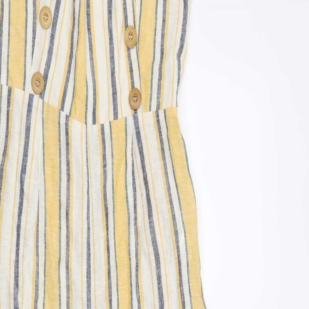 FOREVER 21 Womens Yellow Striped  Jumpsuit One-Piece Size S