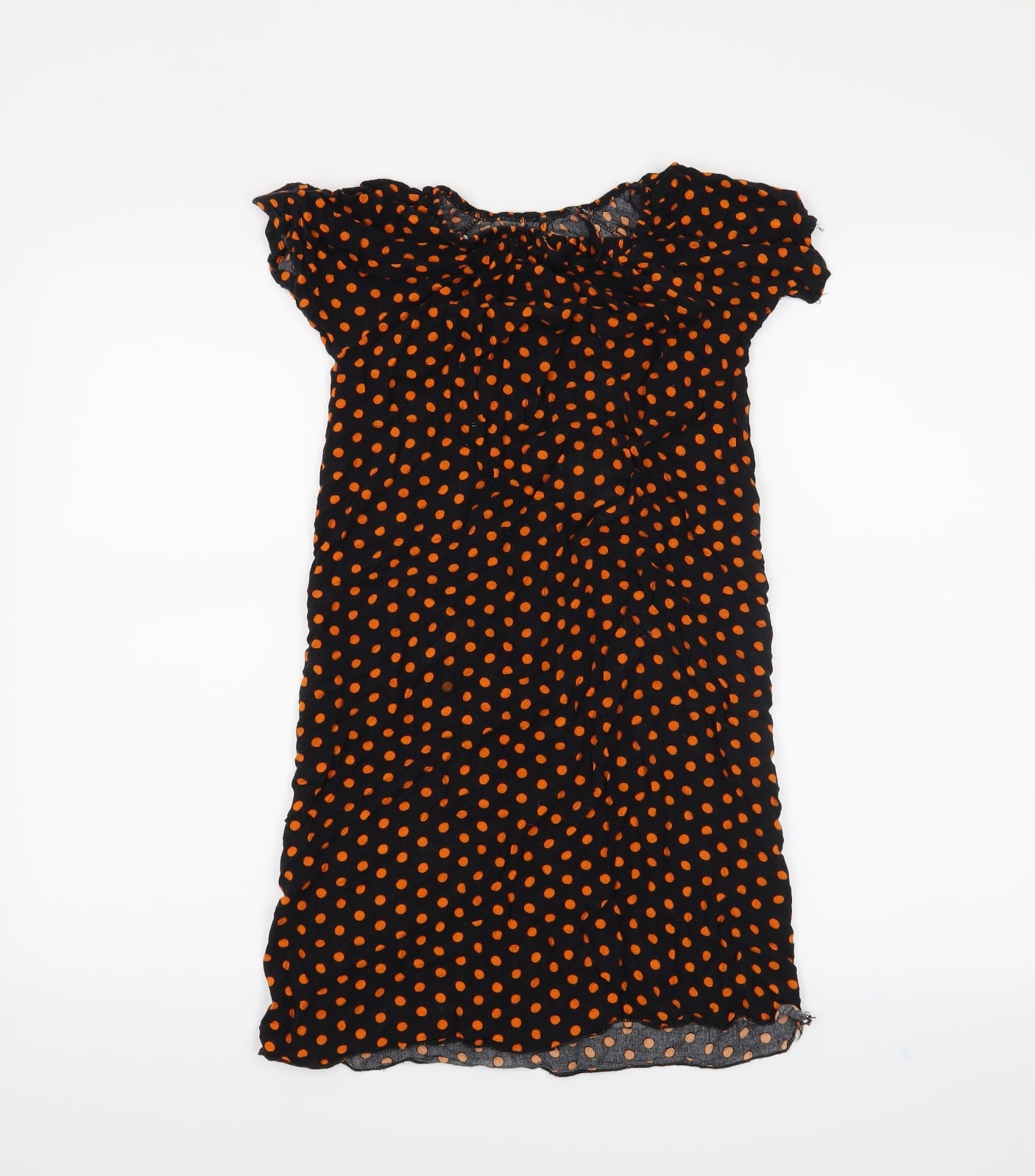 Preworn Girls Black Polka Dot  A-Line  Size 10 Years