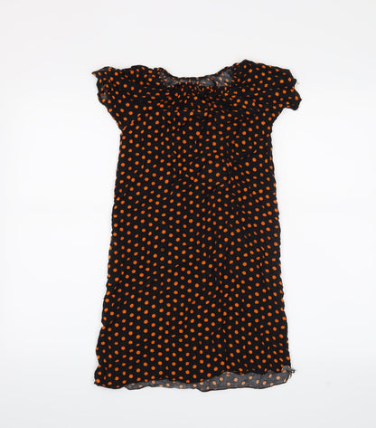 Preworn Girls Black Polka Dot  A-Line  Size 10 Years