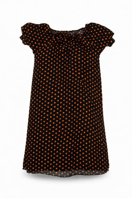 Preworn Girls Black Polka Dot  A-Line  Size 10 Years