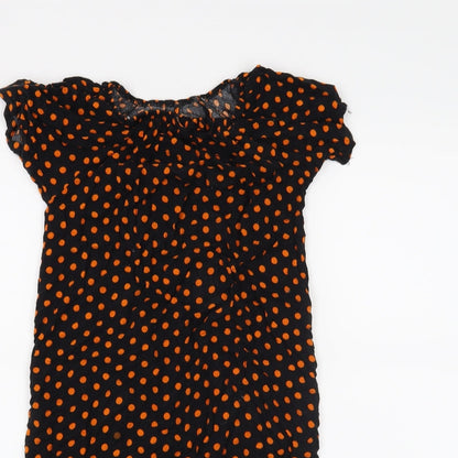 Preworn Girls Black Polka Dot  A-Line  Size 10 Years