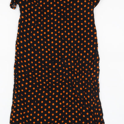 Preworn Girls Black Polka Dot  A-Line  Size 10 Years