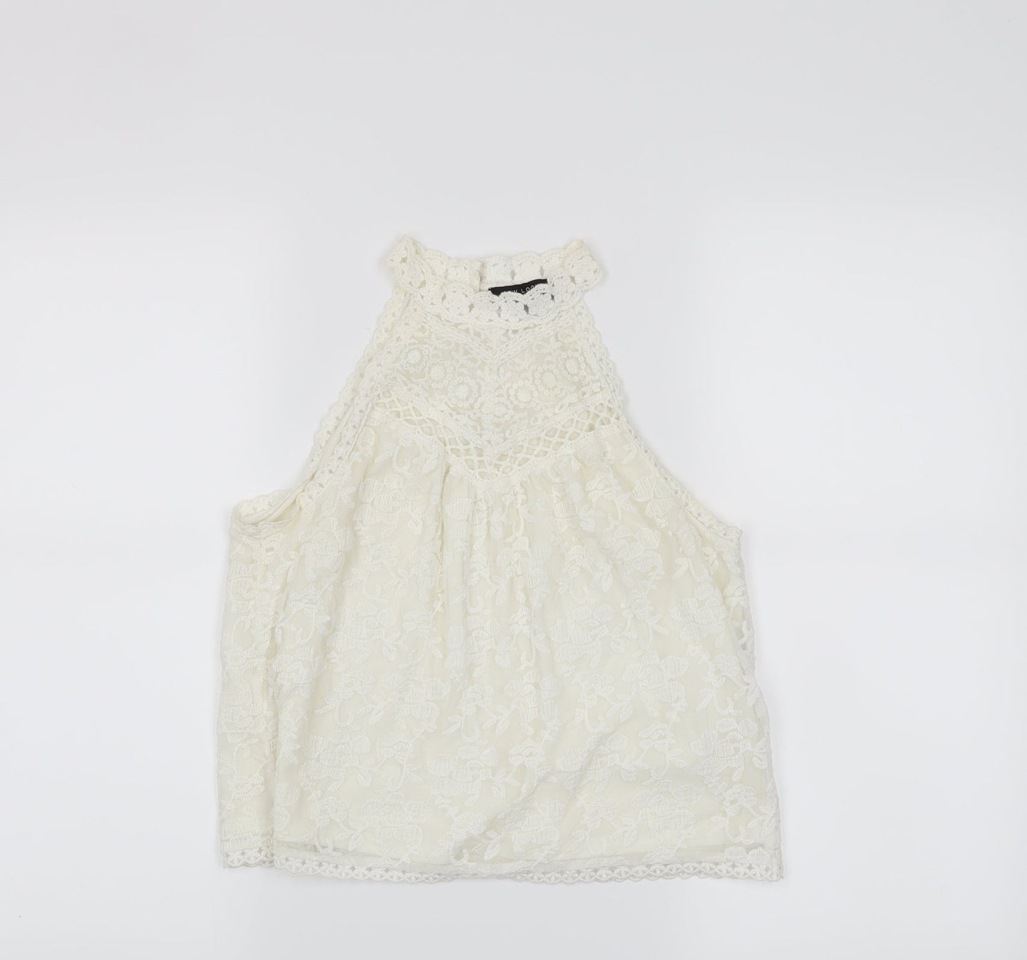 Womens UK Size 8 New Look White Cropped Tank