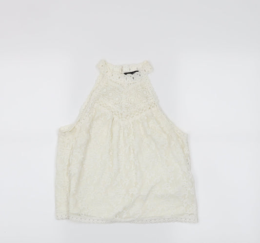 Womens UK Size 8 New Look White Cropped Tank