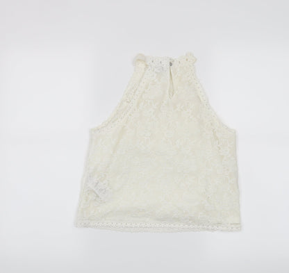 Womens UK Size 8 New Look White Cropped Tank