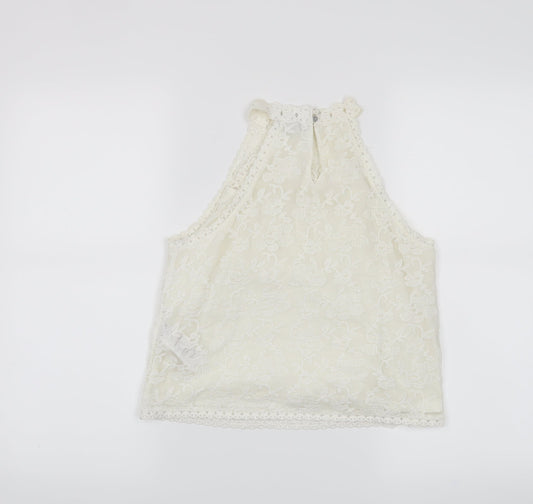 Womens UK Size 8 New Look White Cropped Tank
