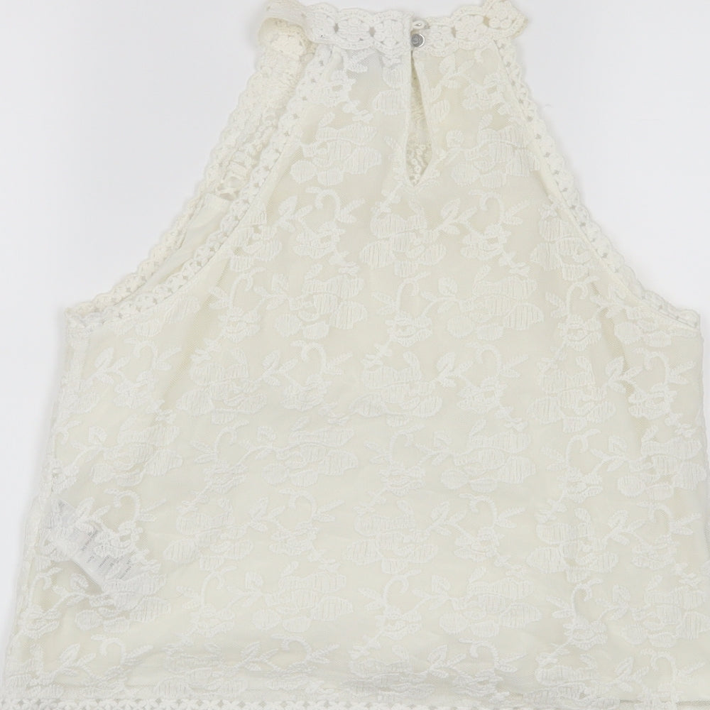 Womens UK Size 8 New Look White Cropped Tank