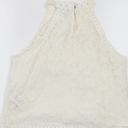 Womens UK Size 8 New Look White Cropped Tank