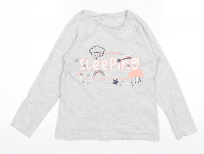 George Girls Grey   Basic T-Shirt Size 6-7 Years