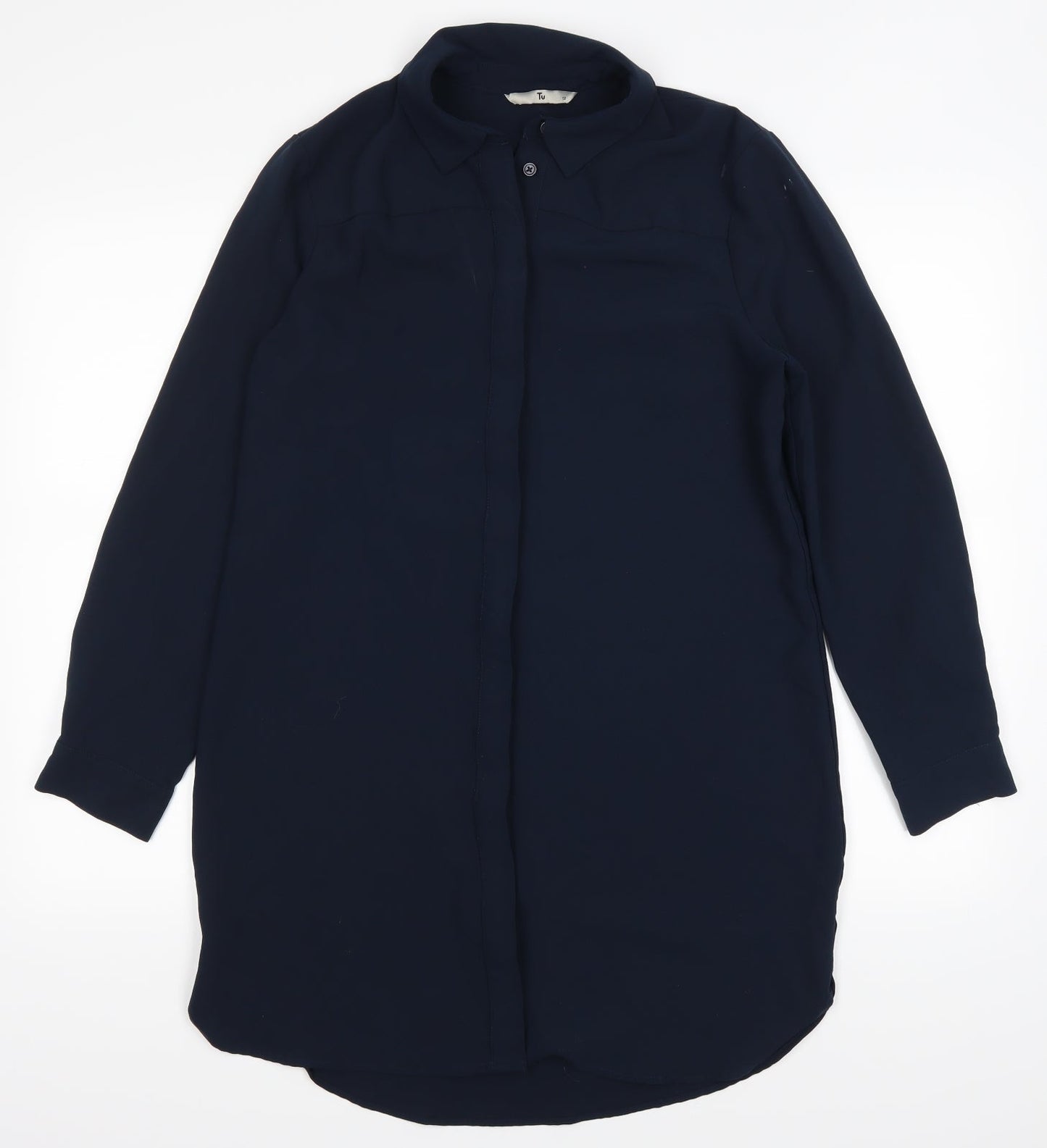 tu  Womens Blue   Basic Button-Up Size 12