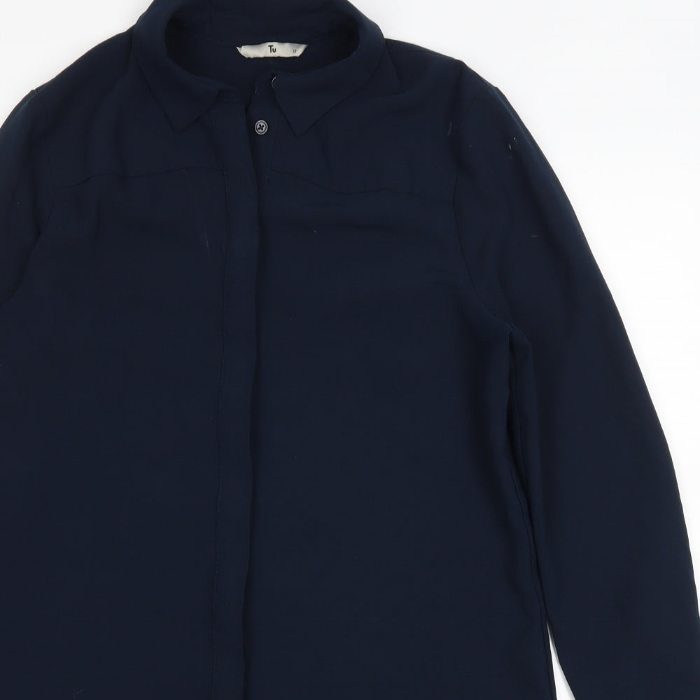 tu  Womens Blue   Basic Button-Up Size 12