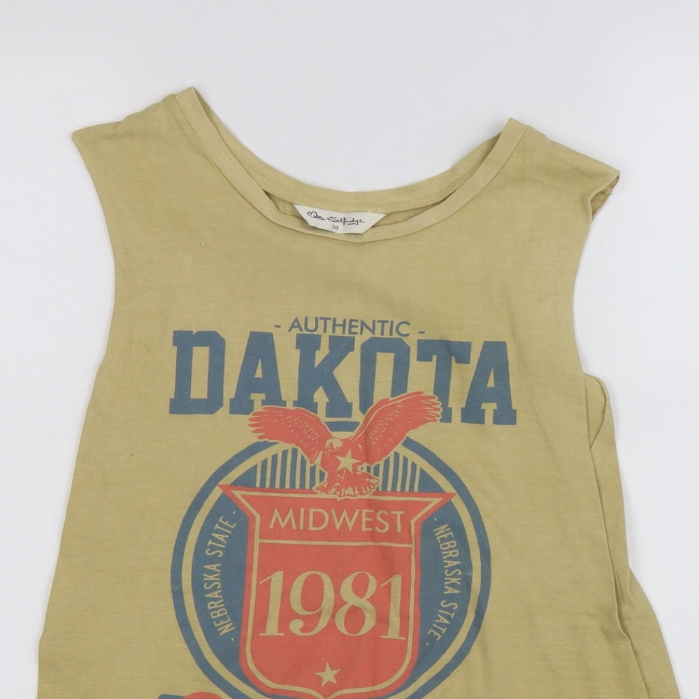 Womens UK Size 10 Miss Selfridge Yellow Basic Tank
