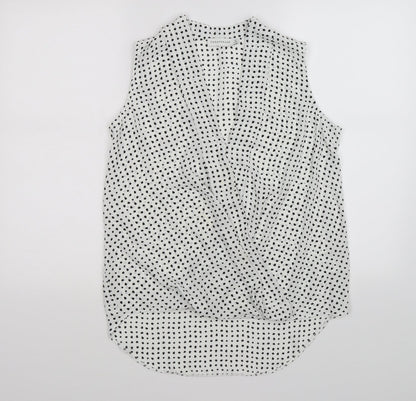 Paraphrase Womens White Polka Dot Chiffon Wrap Blouse Size 8