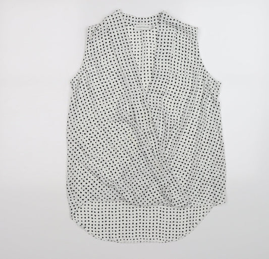 Paraphrase Womens White Polka Dot Chiffon Wrap Blouse Size 8