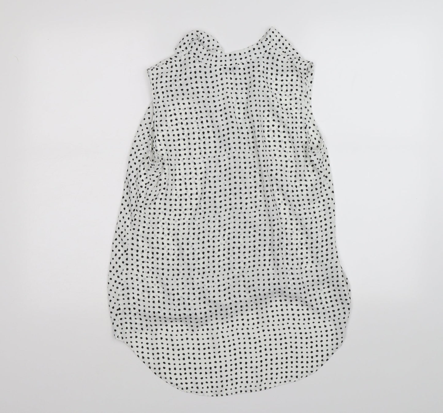 Paraphrase Womens White Polka Dot Chiffon Wrap Blouse Size 8