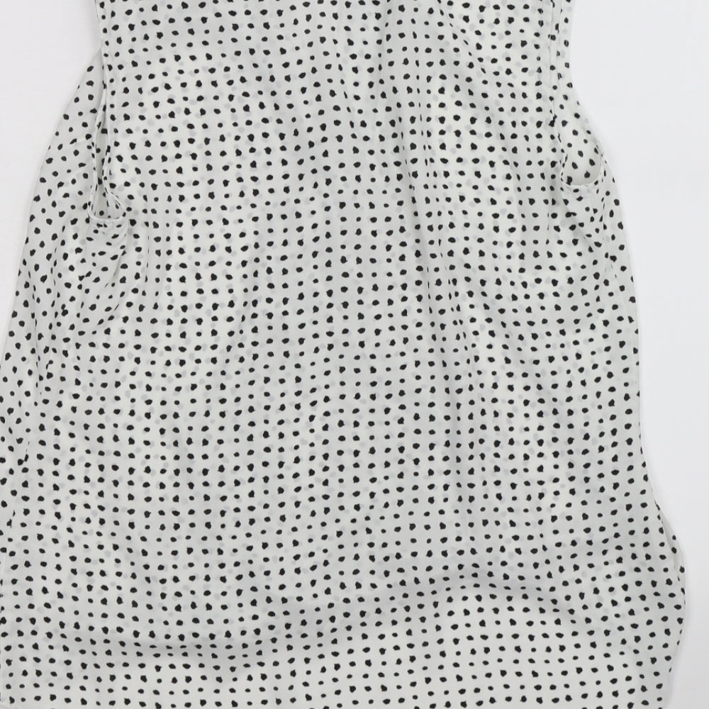 Paraphrase Womens White Polka Dot Chiffon Wrap Blouse Size 8