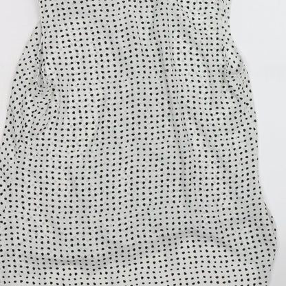 Paraphrase Womens White Polka Dot Chiffon Wrap Blouse Size 8