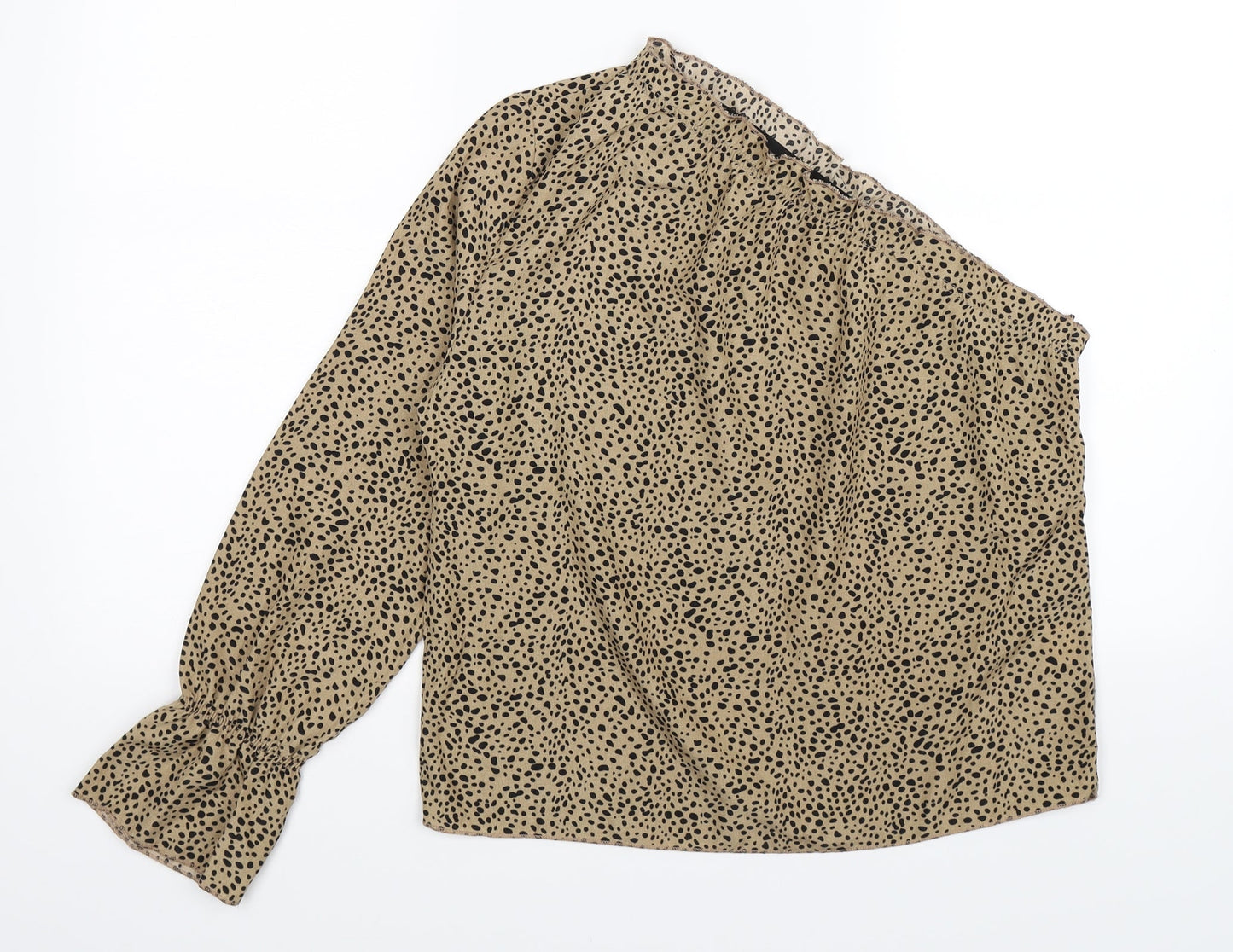 SheIn Womens Brown Polka Dot  Basic Blouse Size S  - one arm