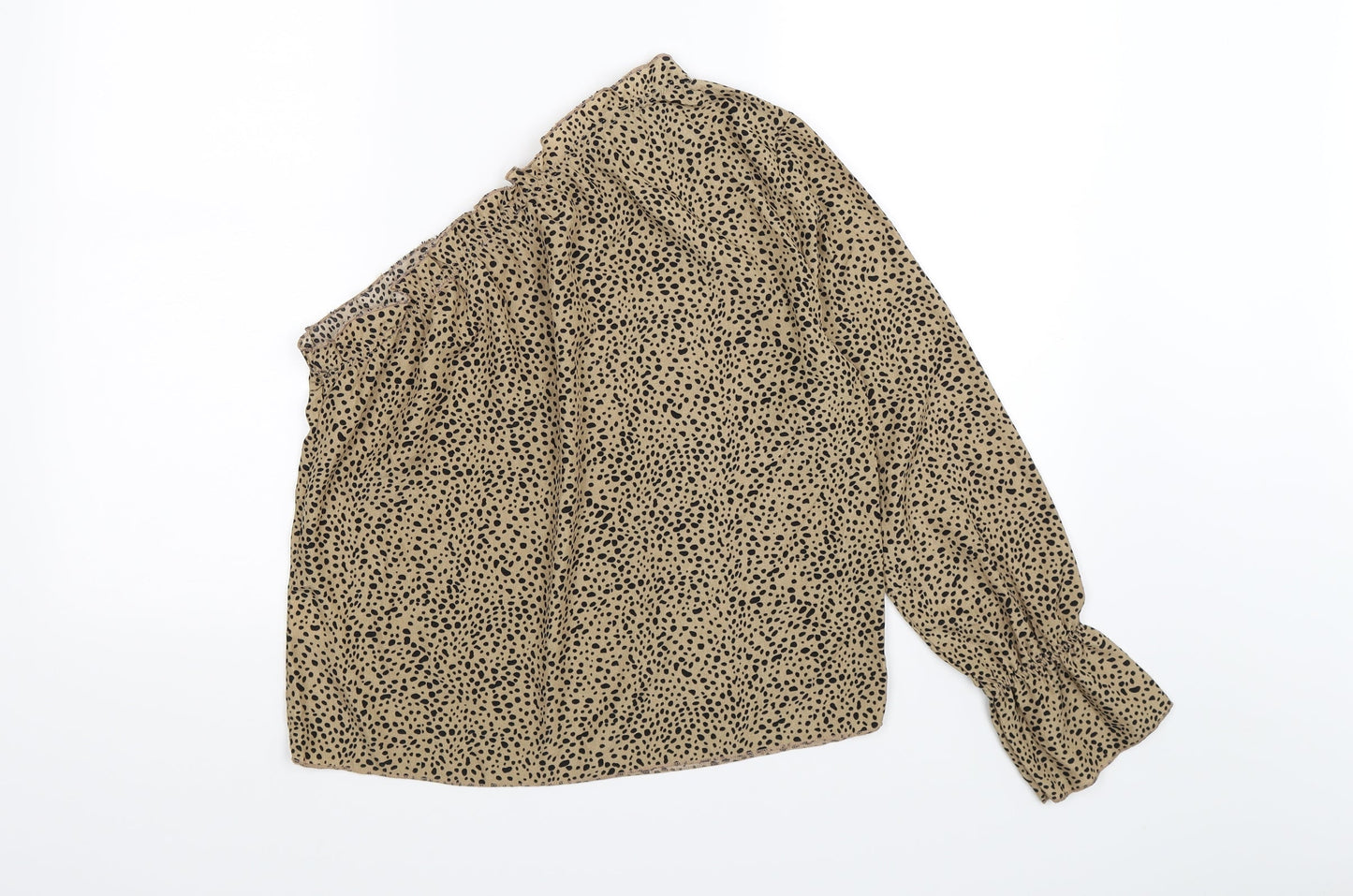 SheIn Womens Brown Polka Dot  Basic Blouse Size S  - one arm