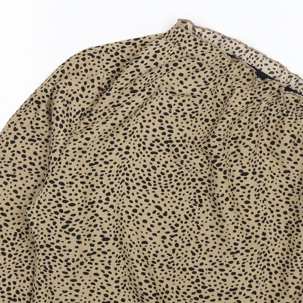 SheIn Womens Brown Polka Dot  Basic Blouse Size S  - one arm